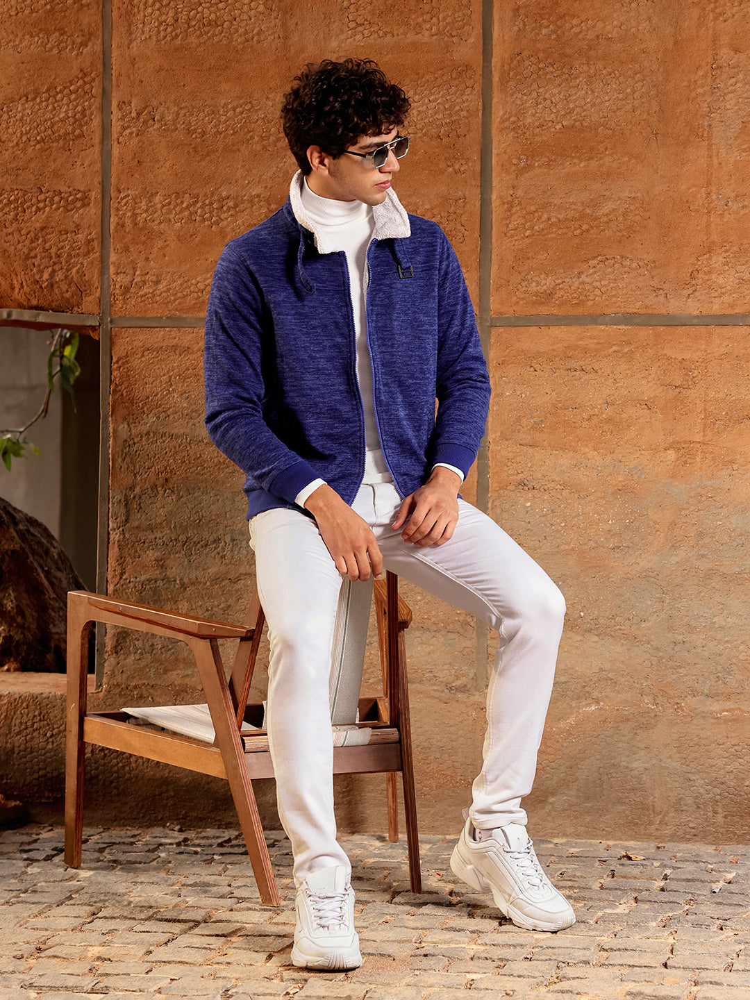 Heathered Jacket With Fleece Detail