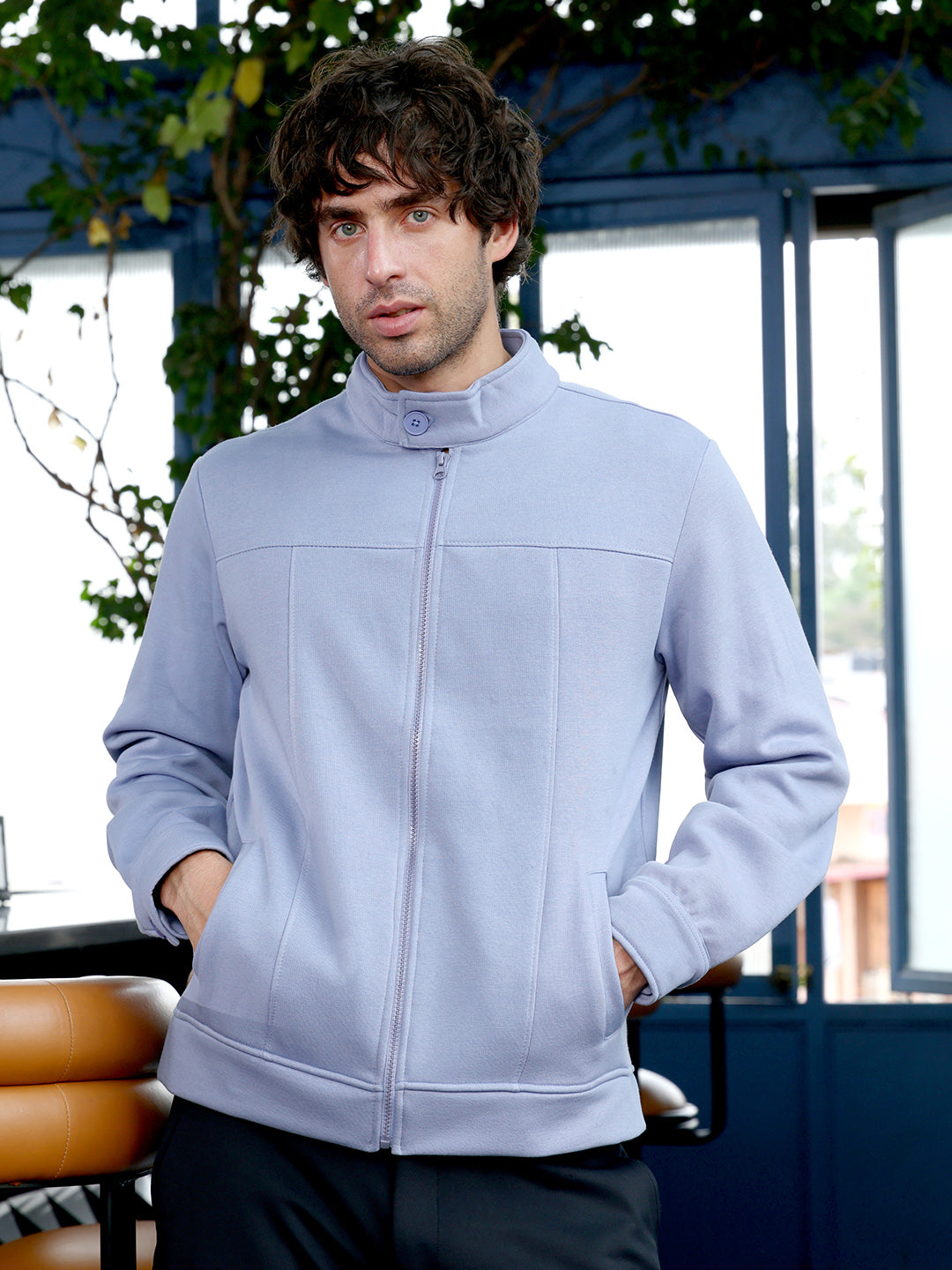 Panel-Stitch Knit Jacket