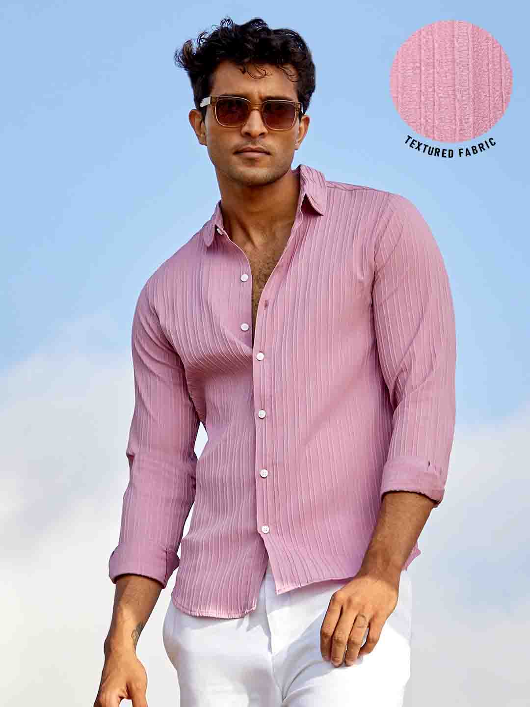 Self-Design Striped Shirt