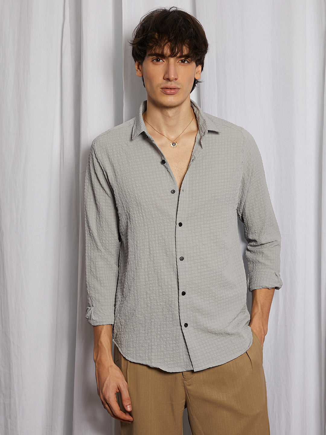 Cubic-Seersucker Shirt