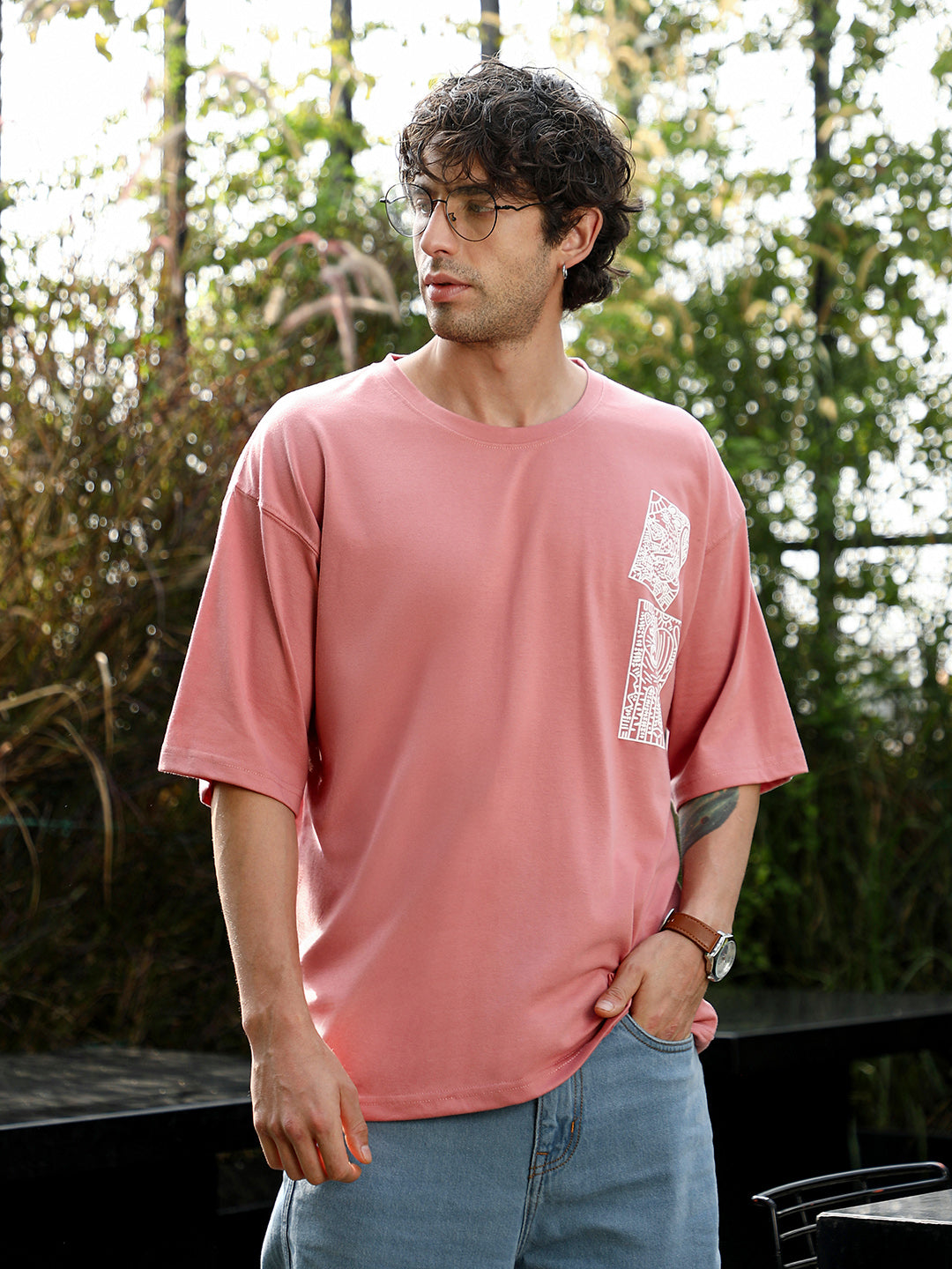 Animal-Farm Imprint Oversized T-Shirt